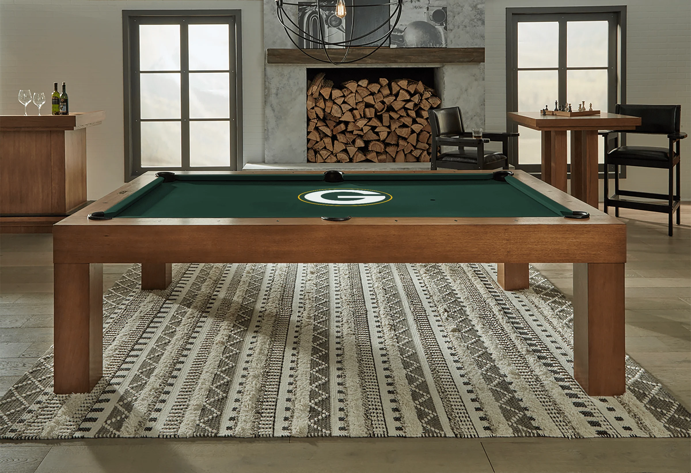 Green Bay Packers Premium Pool Table Bundle - Walnut - Image 2